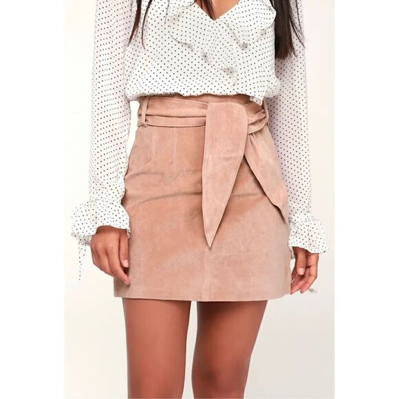 NWT BlankNyc Leather Suede Candy Blush Pink Mini Skirt Size 25 - Picture 1 of 16